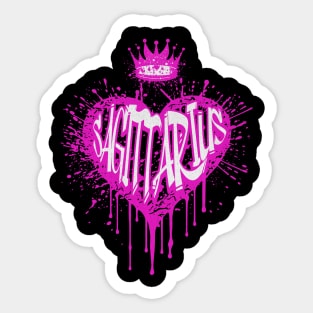 Sagittarius Graffiti Airbrush Heart Zodiac Sign Birthday Sticker